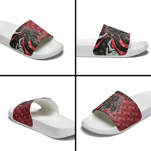 Personalised Essendon Bombers Slide Sandals Trippy Psychedelic Abstract Art Mascot Football Fans