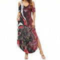 Personalised Essendon Bombers Summer Maxi Dress Trippy Psychedelic Abstract Art Mascot Football Fans