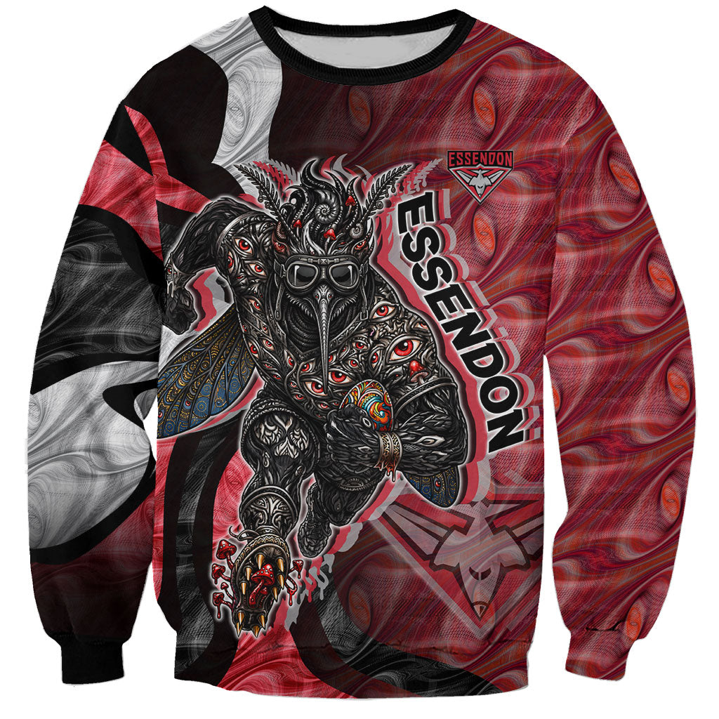 Personalised Essendon Bombers Sweatshirt Trippy Psychedelic Abstract Art Mascot Football Fans