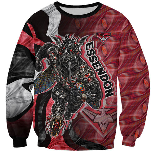 Personalised Essendon Bombers Sweatshirt Trippy Psychedelic Abstract Art Mascot Football Fans