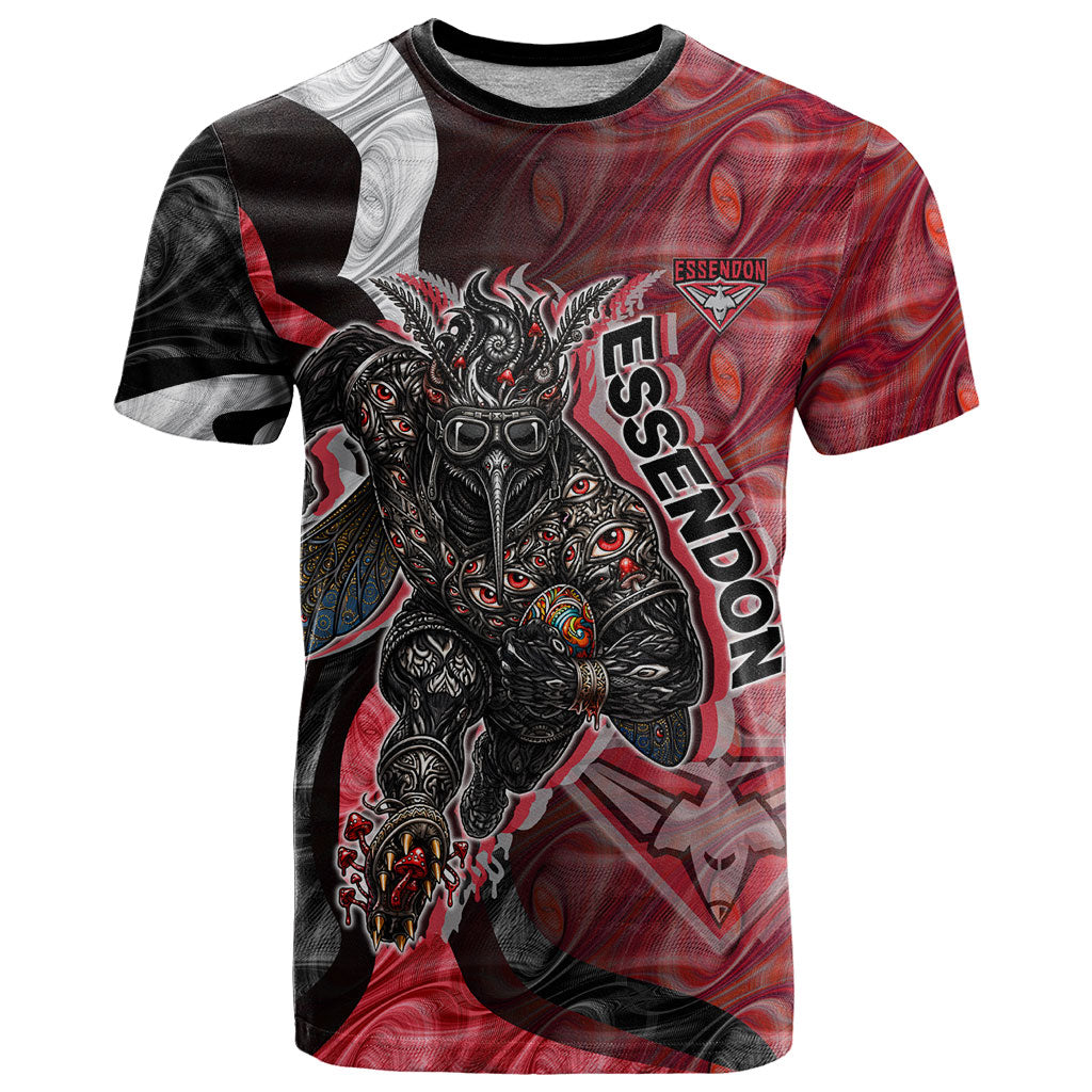 Personalised Essendon Bombers T Shirt Trippy Psychedelic Abstract Art Mascot Football Fans
