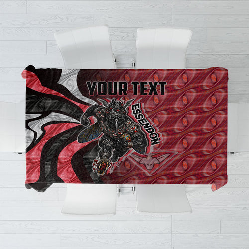 Personalised Essendon Bombers Tablecloth Trippy Psychedelic Abstract Art Mascot Football Fans