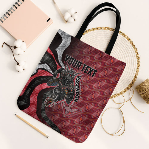 Personalised Essendon Bombers Tote Bag Trippy Psychedelic Abstract Art Mascot Football Fans