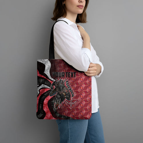 Personalised Essendon Bombers Tote Bag Trippy Psychedelic Abstract Art Mascot Football Fans