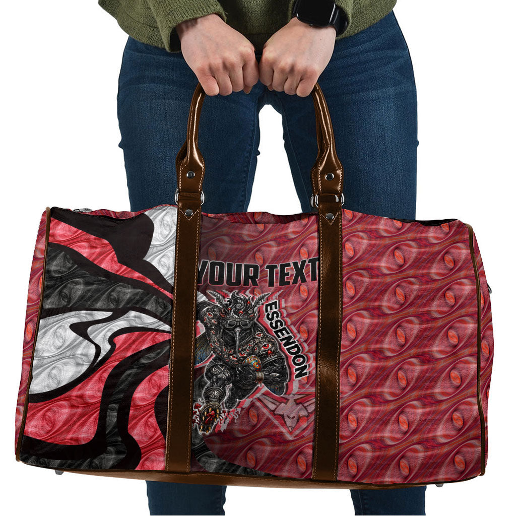 Personalised Essendon Bombers Travel Bag Trippy Psychedelic Abstract Art Mascot Football Fans