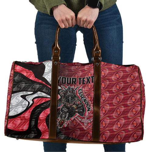 Personalised Essendon Bombers Travel Bag Trippy Psychedelic Abstract Art Mascot Football Fans