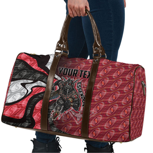 Personalised Essendon Bombers Travel Bag Trippy Psychedelic Abstract Art Mascot Football Fans