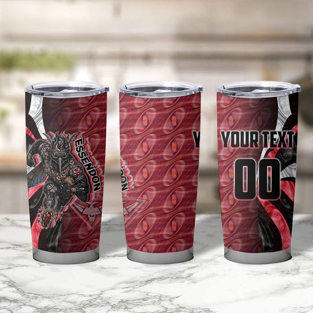 Personalised Essendon Bombers Tumbler Cup Trippy Psychedelic Abstract Art Mascot Football Fans