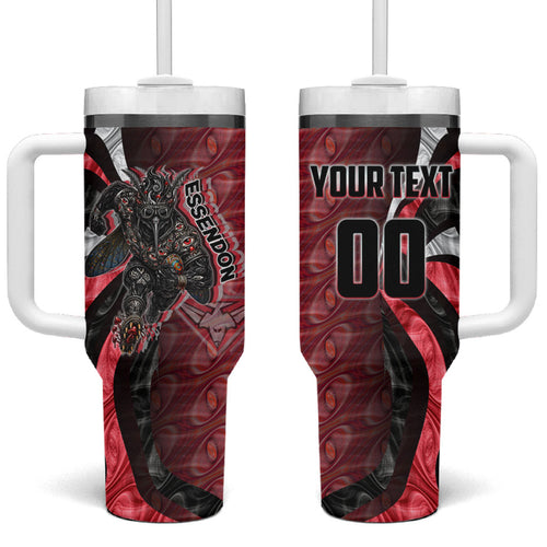 Personalised Essendon Bombers Tumbler With Handle Trippy Psychedelic Abstract Art Mascot Football Fans