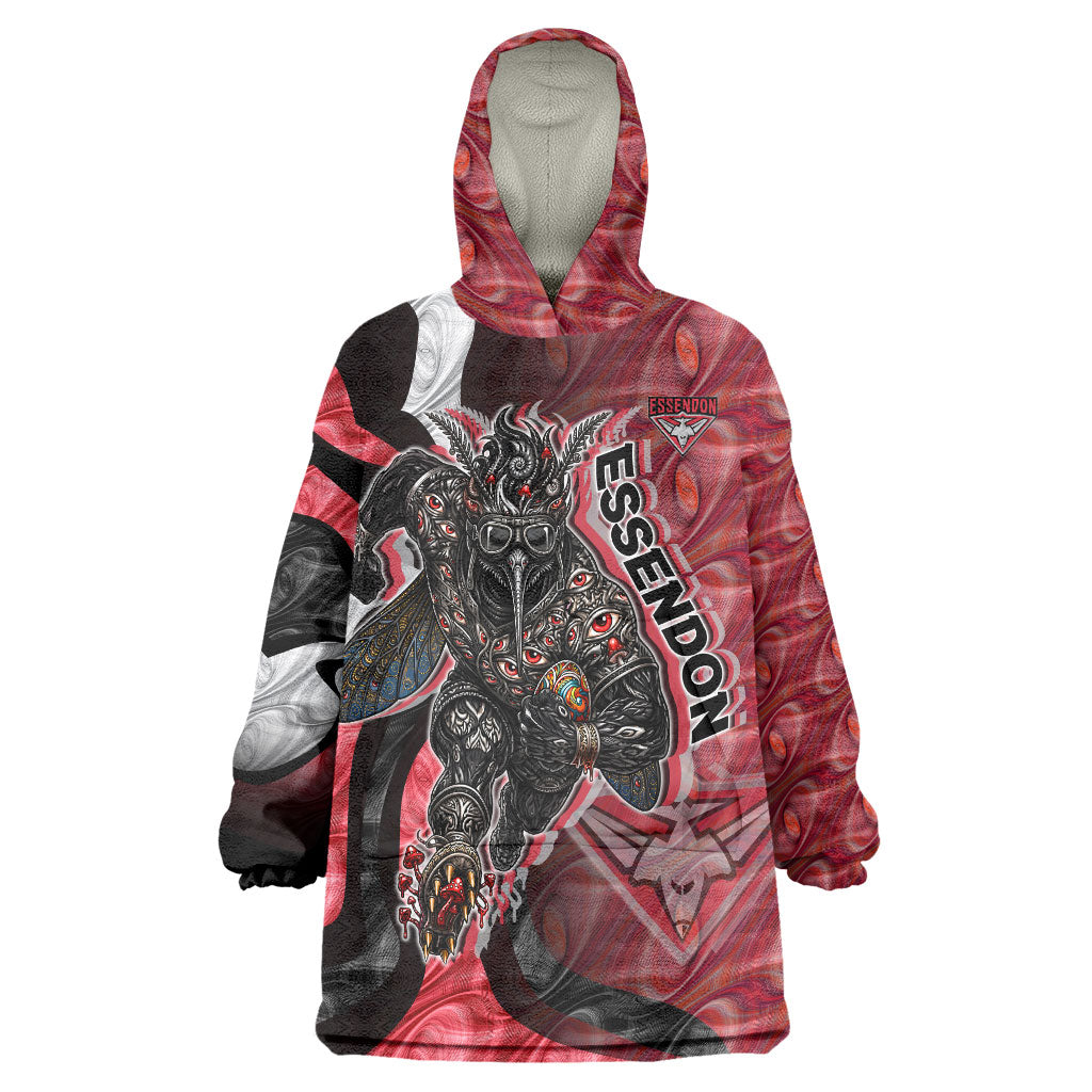 Personalised Essendon Bombers Wearable Blanket Hoodie Trippy Psychedelic Abstract Art Mascot Football Fans