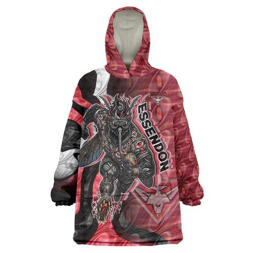 Personalised Essendon Bombers Wearable Blanket Hoodie Trippy Psychedelic Abstract Art Mascot Football Fans