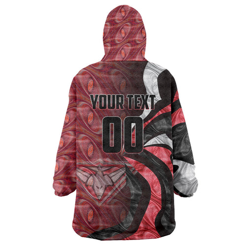 Personalised Essendon Bombers Wearable Blanket Hoodie Trippy Psychedelic Abstract Art Mascot Football Fans