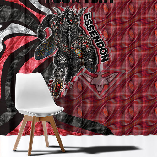Personalised Essendon Bombers Window Curtain Trippy Psychedelic Abstract Art Mascot Football Fans