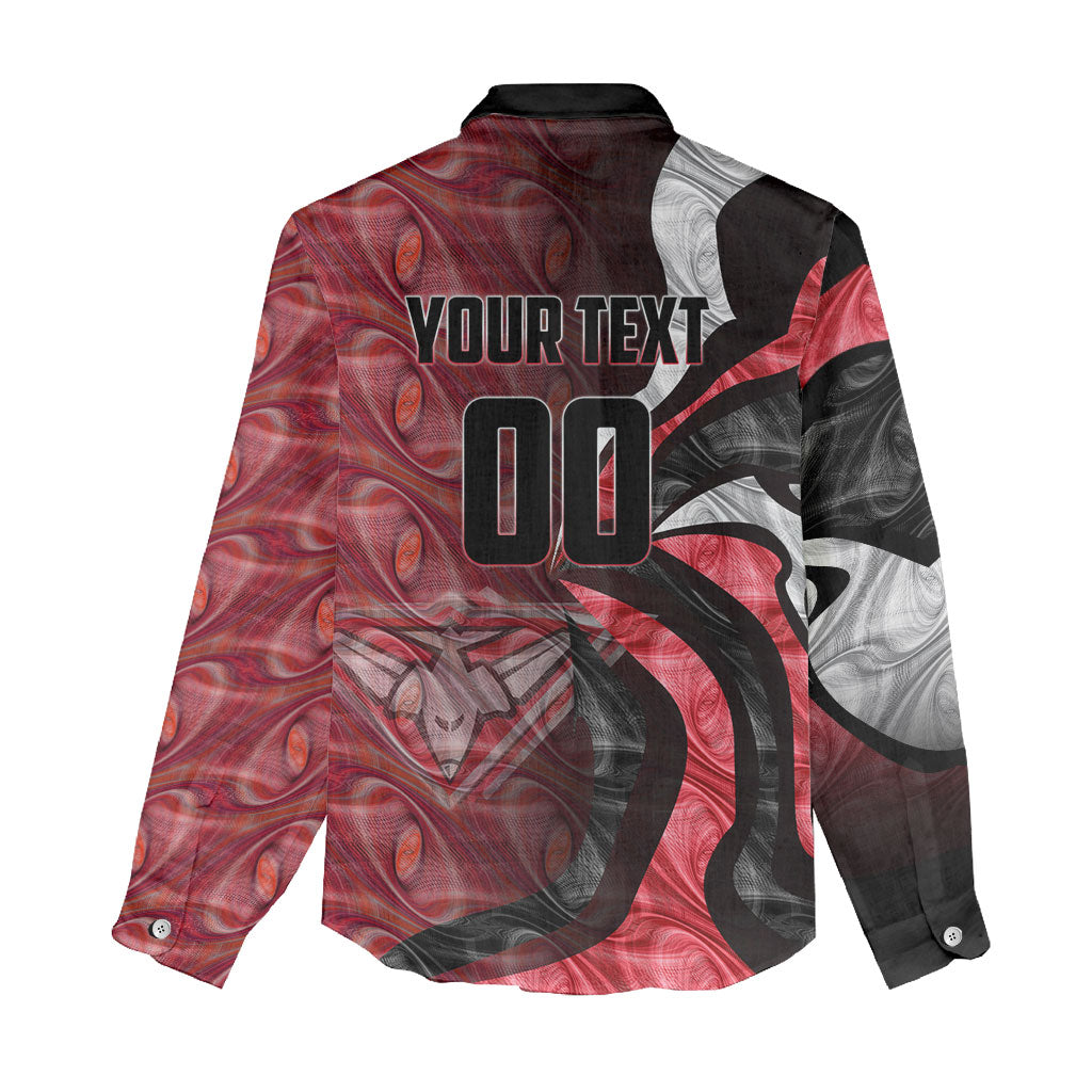 Personalised Essendon Bombers Women Casual Shirt Trippy Psychedelic Abstract Art Mascot Football Fans