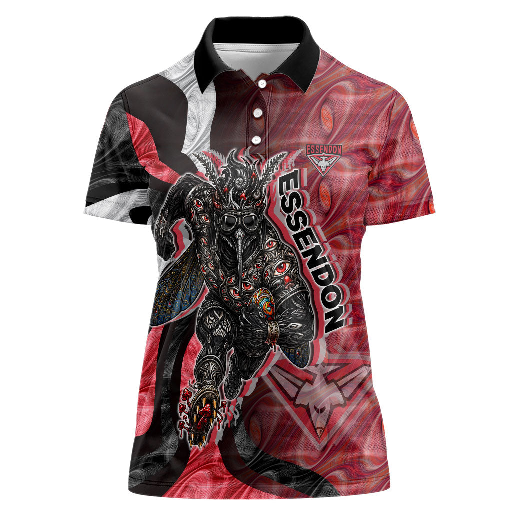 Personalised Essendon Bombers Women Polo Shirt Trippy Psychedelic Abstract Art Mascot Football Fans