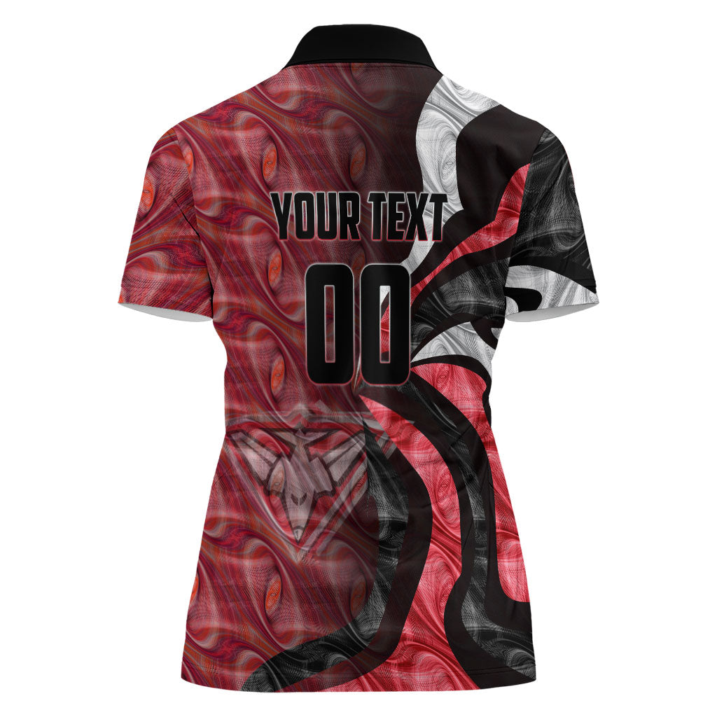Personalised Essendon Bombers Women Polo Shirt Trippy Psychedelic Abstract Art Mascot Football Fans