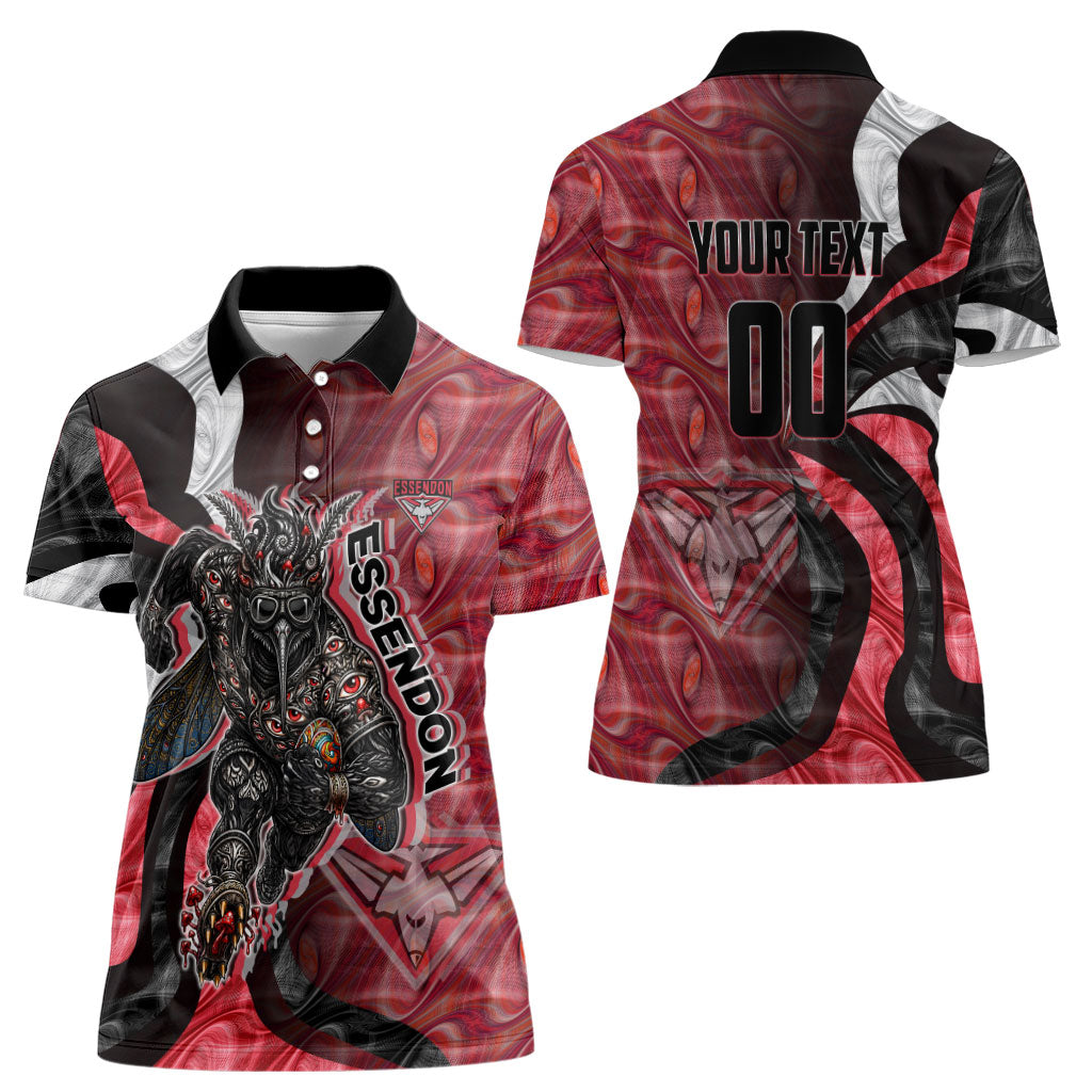 Personalised Essendon Bombers Women Polo Shirt Trippy Psychedelic Abstract Art Mascot Football Fans