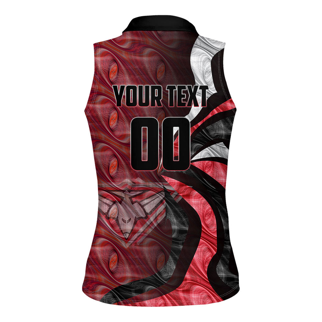 Personalised Essendon Bombers Women Sleeveless Polo Shirt Trippy Psychedelic Abstract Art Mascot Football Fans