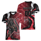 Personalised Essendon Bombers Women V-Neck T-Shirt Trippy Psychedelic Abstract Art Mascot Football Fans
