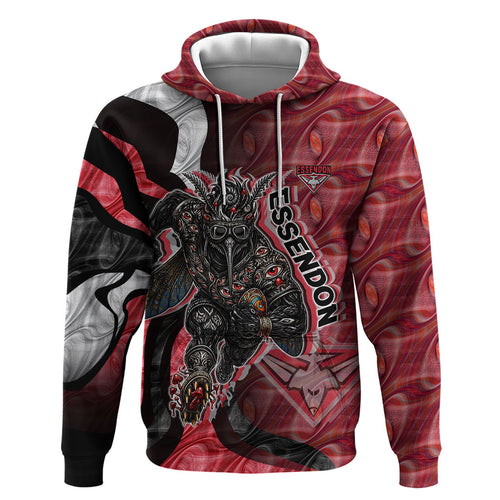 Personalised Essendon Bombers Zip Hoodie Trippy Psychedelic Abstract Art Mascot Football Fans