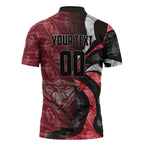 Personalised Essendon Bombers Zipper Polo Shirt Trippy Psychedelic Abstract Art Mascot Football Fans