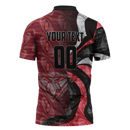 Personalised Essendon Bombers Zipper Polo Shirt Trippy Psychedelic Abstract Art Mascot Football Fans