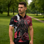 Personalised Essendon Bombers Zipper Polo Shirt Trippy Psychedelic Abstract Art Mascot Football Fans