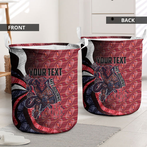 Personalised Melbourne Demons Laundry Basket Trippy Psychedelic Abstract Art Mascot Football Fans