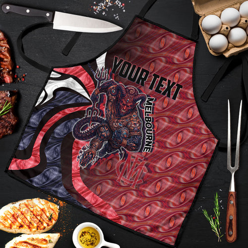 Personalised Melbourne Demons Apron Trippy Psychedelic Abstract Art Mascot Football Fans