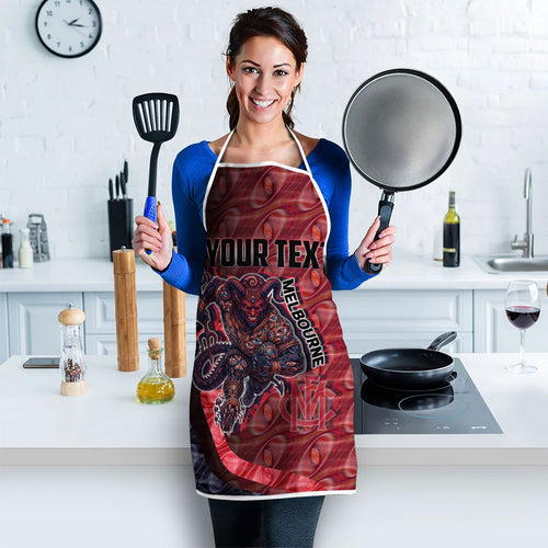 Personalised Melbourne Demons Apron Trippy Psychedelic Abstract Art Mascot Football Fans