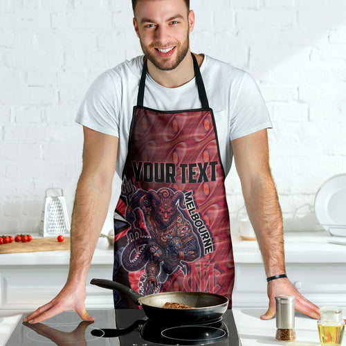 Personalised Melbourne Demons Apron Trippy Psychedelic Abstract Art Mascot Football Fans