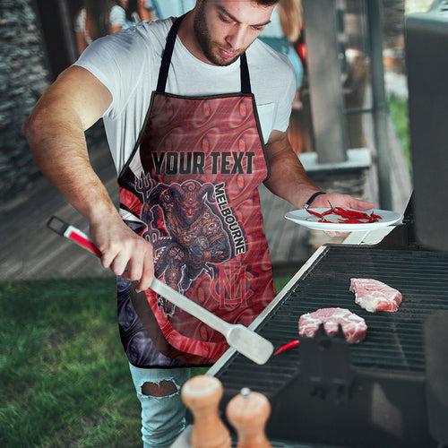 Personalised Melbourne Demons Apron Trippy Psychedelic Abstract Art Mascot Football Fans