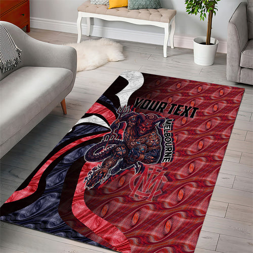 Personalised Melbourne Demons Area Rug Trippy Psychedelic Abstract Art Mascot Football Fans