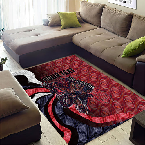 Personalised Melbourne Demons Area Rug Trippy Psychedelic Abstract Art Mascot Football Fans