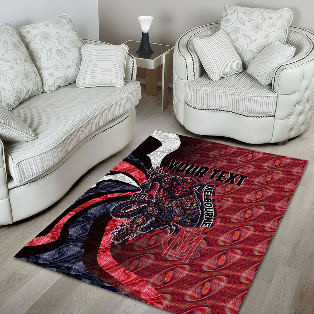 Personalised Melbourne Demons Area Rug Trippy Psychedelic Abstract Art Mascot Football Fans