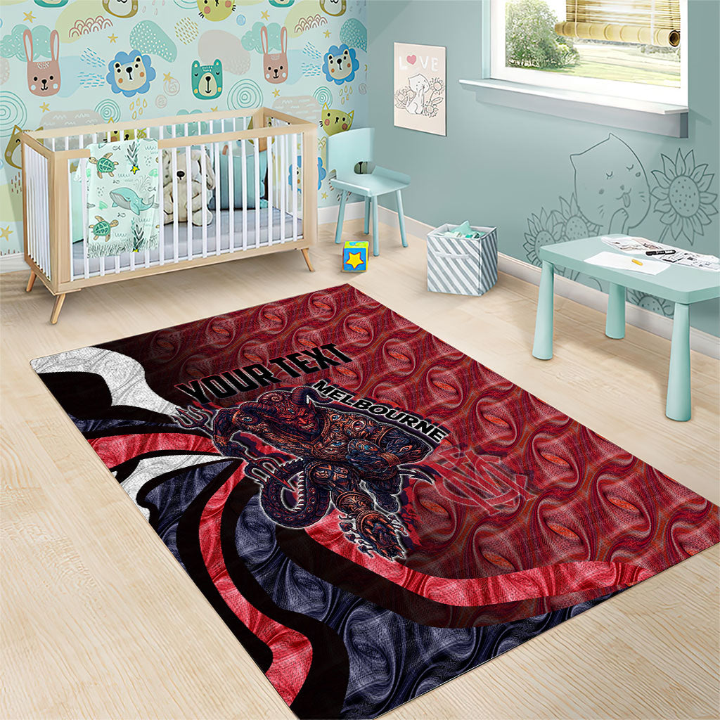 Personalised Melbourne Demons Area Rug Trippy Psychedelic Abstract Art Mascot Football Fans