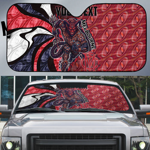 Personalised Melbourne Demons Auto Sun Shade Trippy Psychedelic Abstract Art Mascot Football Fans