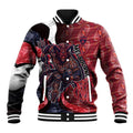 Personalised Melbourne Demons Baseball Jacket Trippy Psychedelic Abstract Art Mascot Football Fans