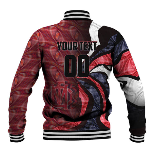 Personalised Melbourne Demons Baseball Jacket Trippy Psychedelic Abstract Art Mascot Football Fans