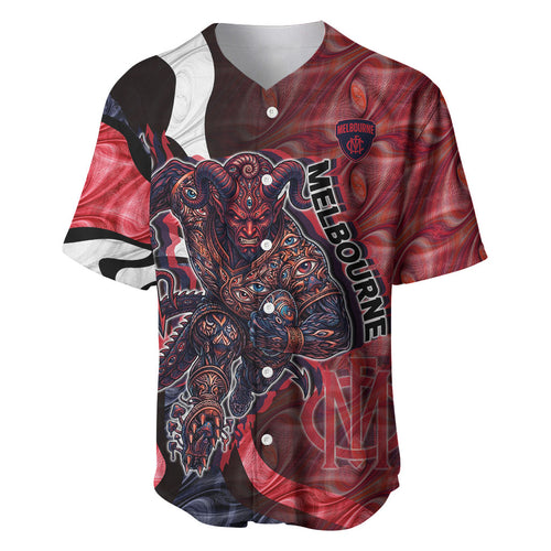 Personalised Melbourne Demons Baseball Jersey Trippy Psychedelic Abstract Art Mascot Football Fans