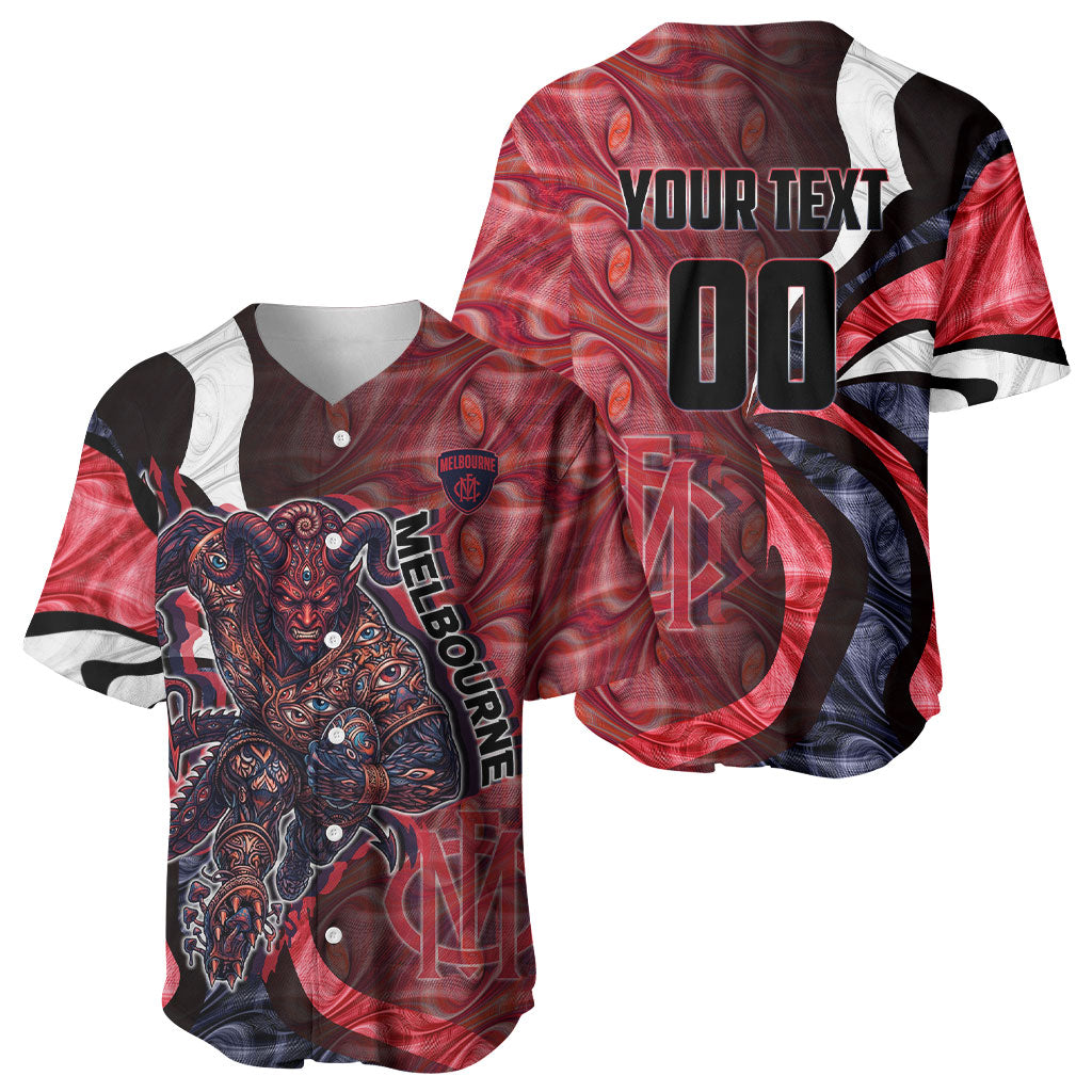 Personalised Melbourne Demons Baseball Jersey Trippy Psychedelic Abstract Art Mascot Football Fans