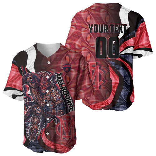 Personalised Melbourne Demons Baseball Jersey Trippy Psychedelic Abstract Art Mascot Football Fans