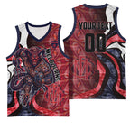 Personalised Melbourne Demons Basketball Jersey Trippy Psychedelic Abstract Art Mascot Football Fans