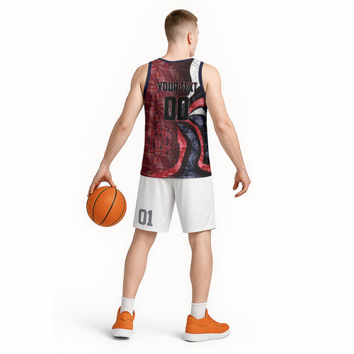 Personalised Melbourne Demons Basketball Jersey Trippy Psychedelic Abstract Art Mascot Football Fans