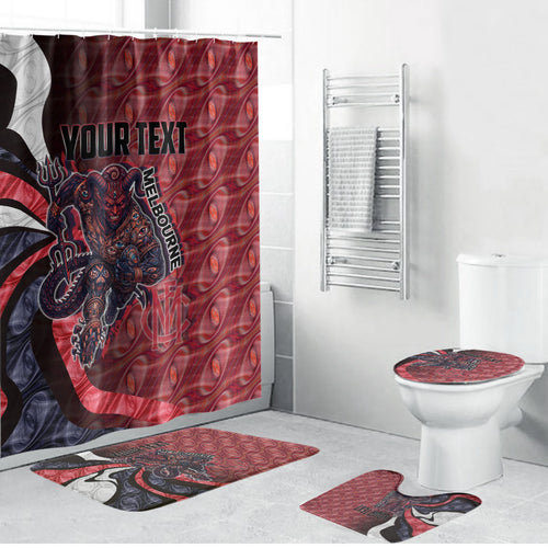Personalised Melbourne Demons Bathroom Set Trippy Psychedelic Abstract Art Mascot Football Fans