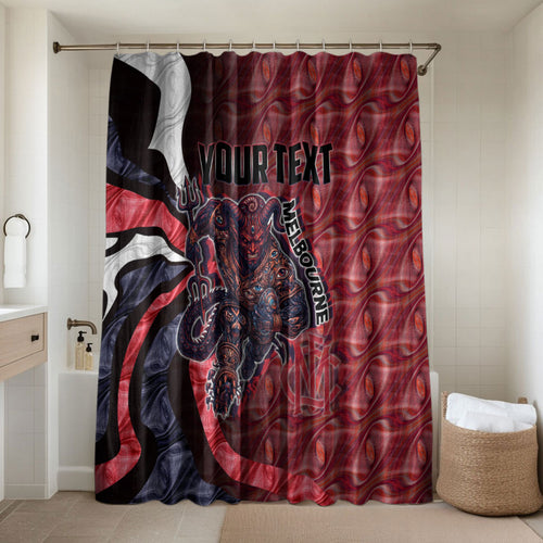 Personalised Melbourne Demons Bathroom Set Trippy Psychedelic Abstract Art Mascot Football Fans