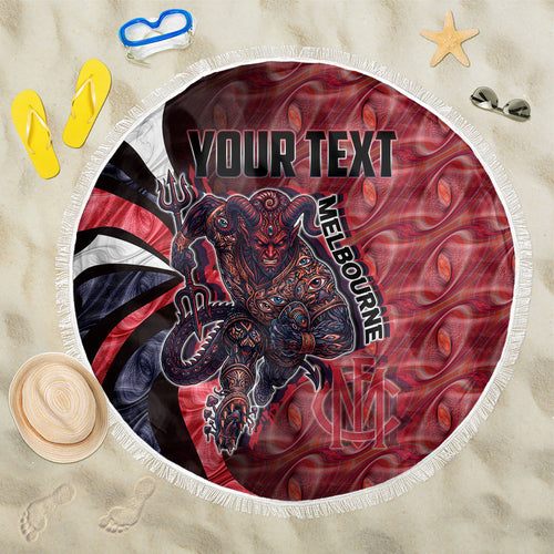 Personalised Melbourne Demons Beach Blanket Trippy Psychedelic Abstract Art Mascot Football Fans