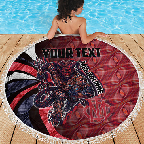 Personalised Melbourne Demons Beach Blanket Trippy Psychedelic Abstract Art Mascot Football Fans