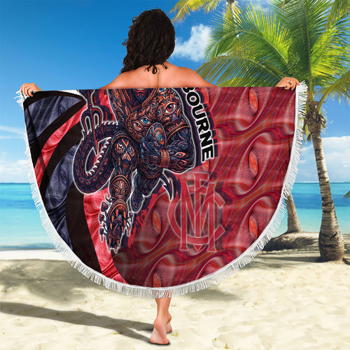 Personalised Melbourne Demons Beach Blanket Trippy Psychedelic Abstract Art Mascot Football Fans