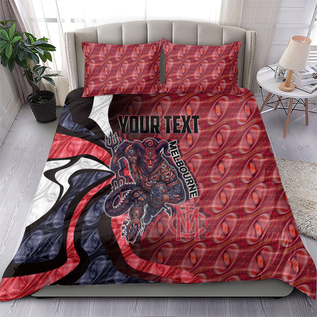 Personalised Melbourne Demons Bedding Set Trippy Psychedelic Abstract Art Mascot Football Fans